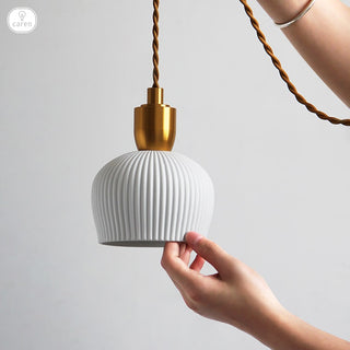 Cannes - Ceramic Resin White Gold Hanging Pendant Ceiling Light