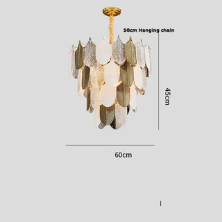 Victoria - Modern Abstract Tiered Patterned Glass Leaf Dimmable Chandelier