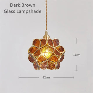 Madrid - Tiffany Glass Nordic Flower Copper Hanging  Pendant Light Fixture