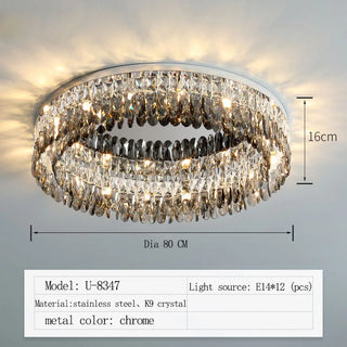 Alpine - Silver Round Coloured Hanging Glass Recessed Ceiling Light Chandelier