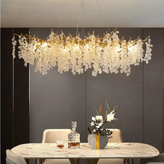 Lyn - Glass Gold Tree Hanging Flower Petal Ceiling Light Chandelier