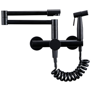 Tonda - Brass Wall Mounted Double-Jointed Sink Tap With Spray Gun