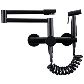 Tonda - Brass Wall Mounted Double-Jointed Sink Tap With Spray Gun