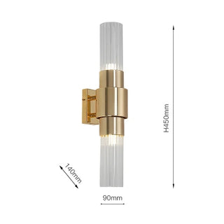 Elowyn - Modern Gold Glass Cylindrical Up Down Wall Light