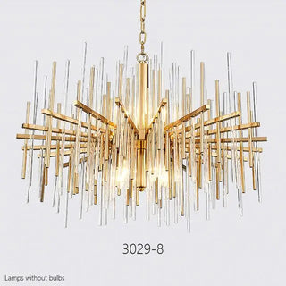 Burak - Modern Round Thin Tube Crystal Glass Hanging Chandelier