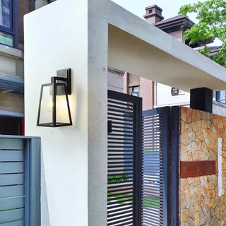 Talfryn - Glass Black Caged Bulb Outdoor Wall Light