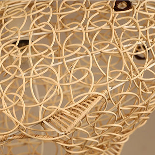 Azure - Modern Wavy Hand Woven Rattan Fish Pendant Ceiling Light