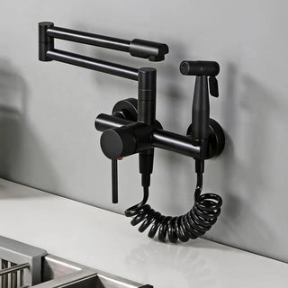 Tonda - Brass Wall Mounted Double-Jointed Sink Tap With Spray Gun