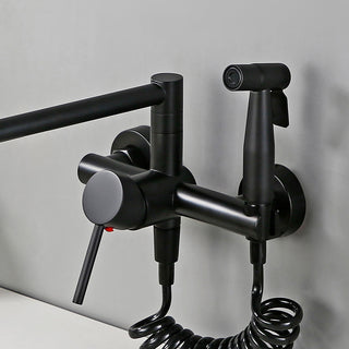 Tonda - Brass Wall Mounted Double-Jointed Sink Tap With Spray Gun