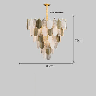 Victoria - Modern Abstract Tiered Patterned Glass Leaf Dimmable Chandelier
