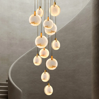 Betty - Modern Round Marble Hanging Ceiling Chandelier
