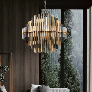 Bronzelle - Vintage Bronze Chandelier Glass Hanging Lamp for Home & Bar Decor