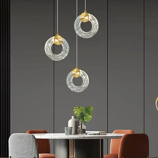 Hoffman - Modern Gold Glass Hanging Round Cluster Chandelier