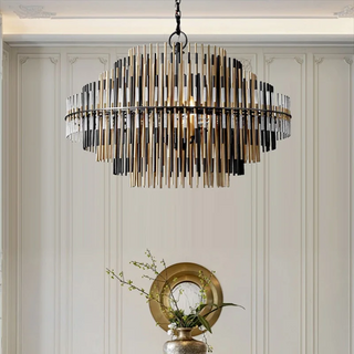 Bronzelle - Vintage Bronze Chandelier Glass Hanging Lamp for Home & Bar Decor