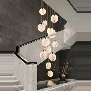 Betty - Modern Round Marble Hanging Ceiling Chandelier