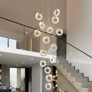 Hoffman - Modern Gold Glass Hanging Round Cluster Chandelier