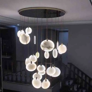 Betty - Modern Round Marble Hanging Ceiling Chandelier