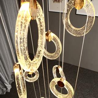 Hoffman - Modern Gold Glass Hanging Round Cluster Chandelier