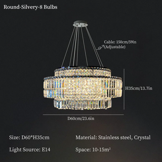 Castella - High-End Tassel Tiered Crystal Rectangle Chandelier