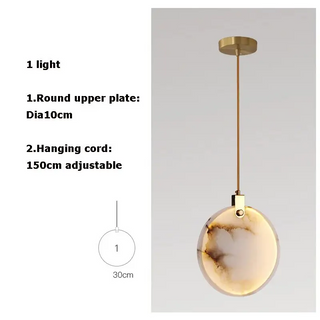 Betty - Modern Round Marble Hanging Ceiling Chandelier