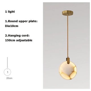 Betty - Modern Round Marble Hanging Ceiling Chandelier