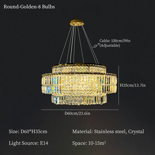 Castella - High-End Tassel Tiered Crystal Rectangle Chandelier
