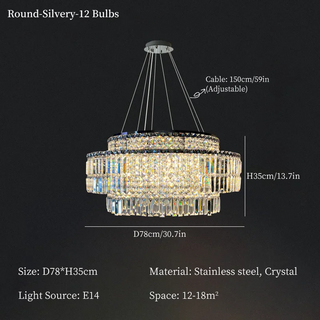 Castella - High-End Tassel Tiered Crystal Rectangle Chandelier