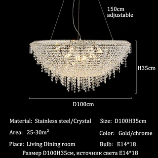 Christine - Round Crystal Tassel Hanging Ceiling Chandelier