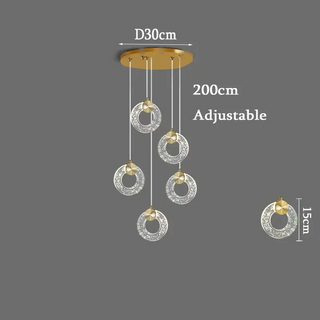 Hoffman - Modern Gold Glass Hanging Round Cluster Chandelier