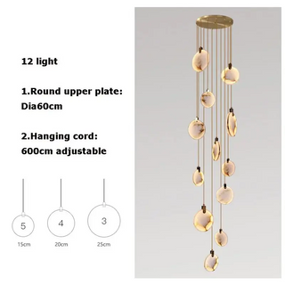 Betty - Modern Round Marble Hanging Ceiling Chandelier