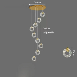 Hoffman - Modern Gold Glass Hanging Round Cluster Chandelier