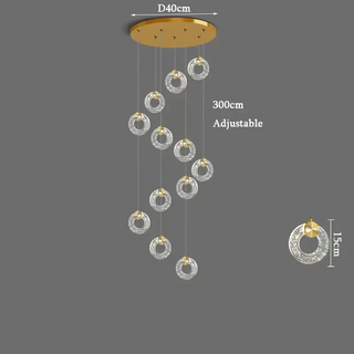 Hoffman - Modern Gold Glass Hanging Round Cluster Chandelier