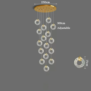 Hoffman - Modern Gold Glass Hanging Round Cluster Chandelier