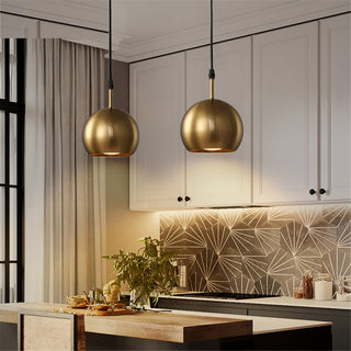 Falun - Brass Metal Round Hanging Pendant Ceiling Light