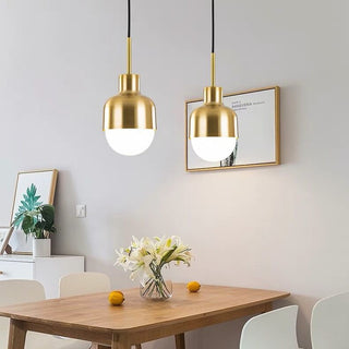Tabo - Acrylic Ball Gold Milk Glass Shade Hanging Round Pendant Ceiling Light