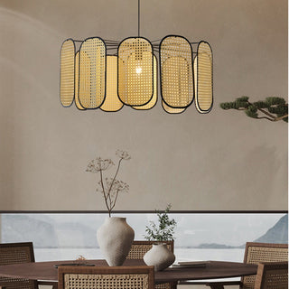 Montana - Bamboo Core Oriental Style Rattan Hanging Decorative Lighting Fixtures