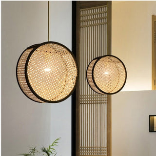 Montana - Bamboo Core Oriental Style Rattan Hanging Decorative Lighting Fixtures