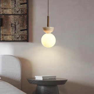Leganes - Modern  Stone Milk White Shade Wabi Sabi Hanging Pendant Ceiling Light