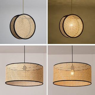 Montana - Bamboo Core Oriental Style Rattan Hanging Decorative Lighting Fixtures