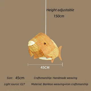 Lata - Modern Carp Creative Fish Art Bamboo Pendant Ceiling Light
