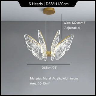 Damir - Gold LED Butterfly Wings Hanging Chandelier