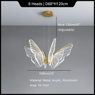 Damir - Gold LED Butterfly Wings Hanging Chandelier