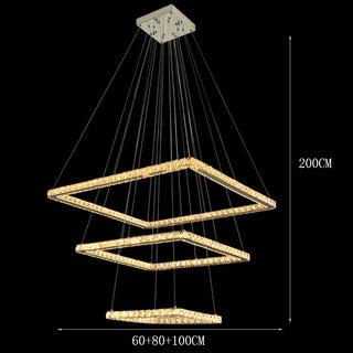 Elio - Modern Square Tiered Gold Hanging Chandelier