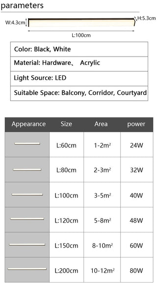 Leonidas - Modern Long Strip LED Outdoor Wall Light