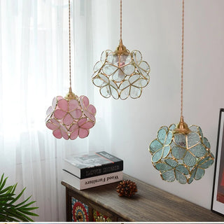 Madrid II - Tiffany Glass Nordic Flower Copper Hanging Pendant Light Fixture