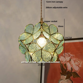 Madrid II - Tiffany Glass Nordic Flower Copper Hanging Pendant Light Fixture