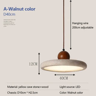 Palmas  - Modern Disc Shape Stone Hanging Brown Cord LED Ceiling Light