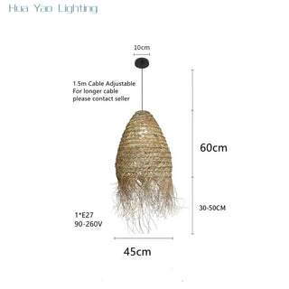 Laron - Wicker Rattan Pendant Round Ceiling Light