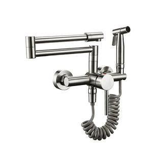 Tonda - Brass Wall Mounted Double-Jointed Sink Tap With Spray Gun
