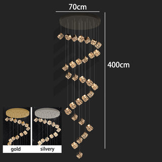 Abby - Crystal Square Box Gold Ceiling Chandelier